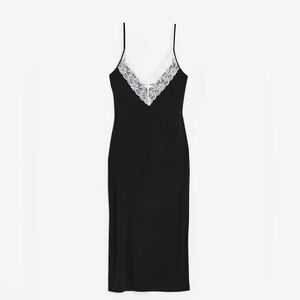 H&M Black Midi Dress with White Lace
